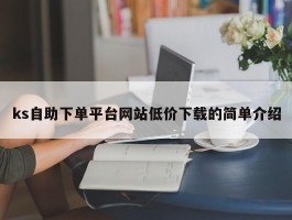 ks自助下单平台网站低价下载的简单介绍