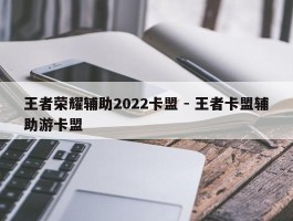 王者荣耀辅助2022卡盟 - 王者卡盟辅助游卡盟