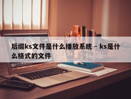 后缀ks文件是什么播放系统 - ks是什么格式的文件